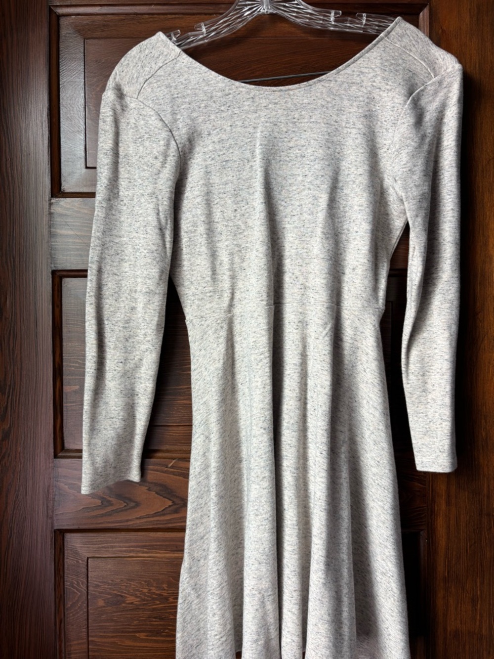 Lou & Grey Light Heather Gray Long Sleeve Fit-and-Flare Dress